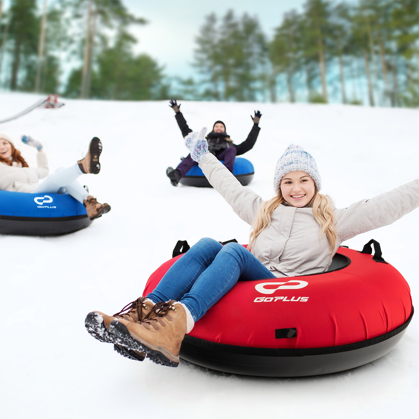 40&#x22; Inflatable Snow Sled For Kids And Adults