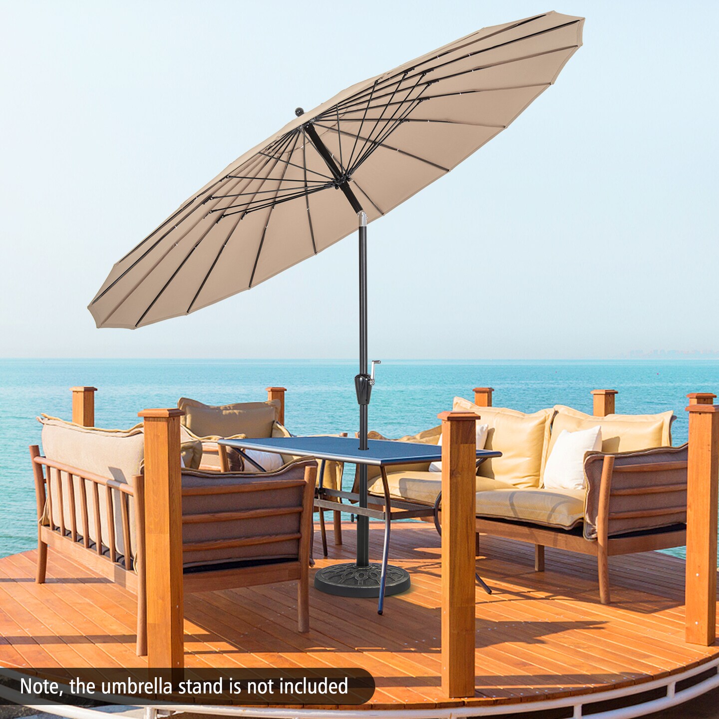9 Feet Round Patio Umbrella With 18 Fiberglass Ribs