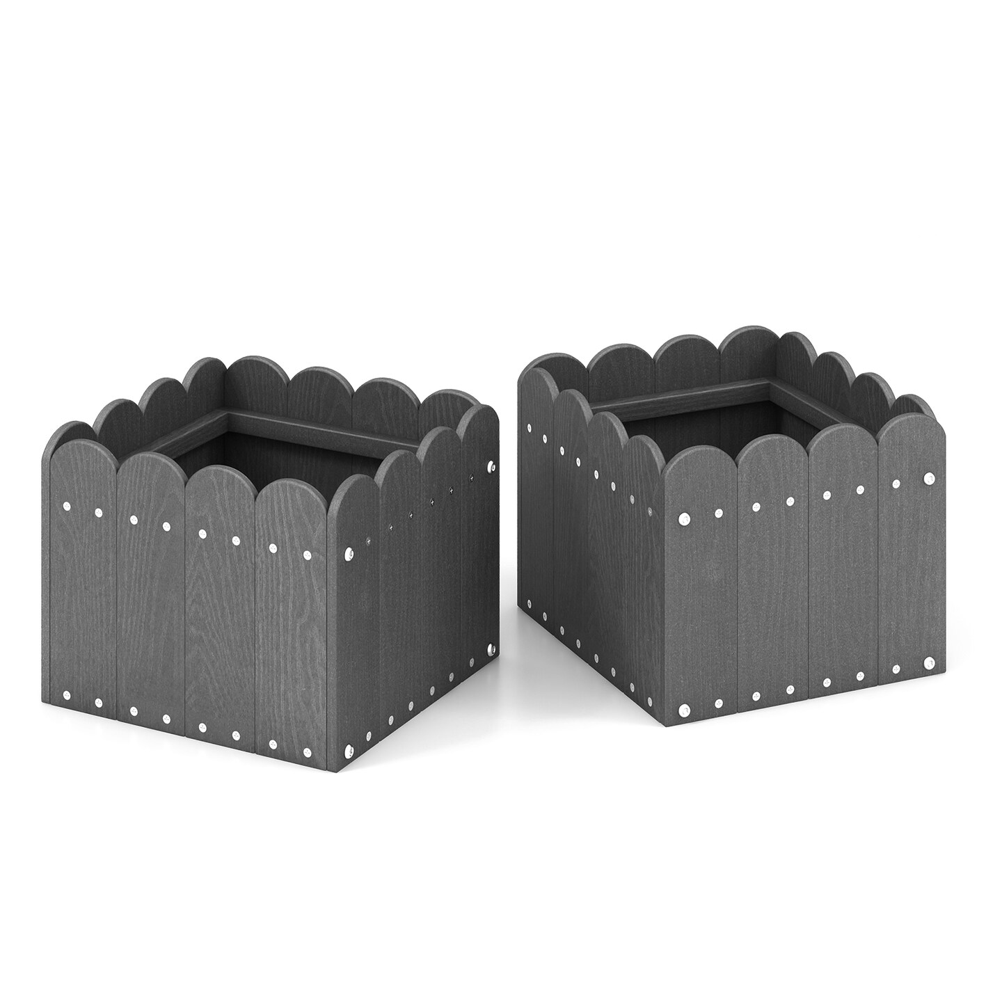 2 Pack Square Planter Box With Drainage Gaps For For Front Porch Garden Balcony