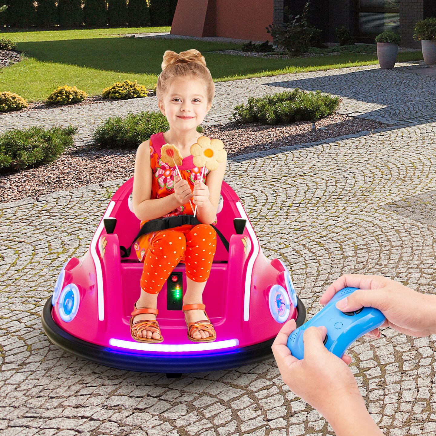 Kids Electric Bumper Car 12V 360-Degree Spin Remote Control LED Music Ride On
