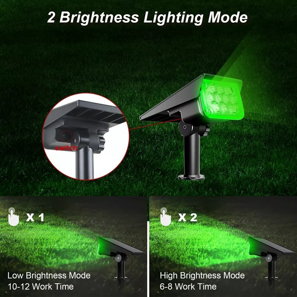 4Pack Solar 20-LED Green Spotlights Outdoor Garden Security Pathway Wall Lamp