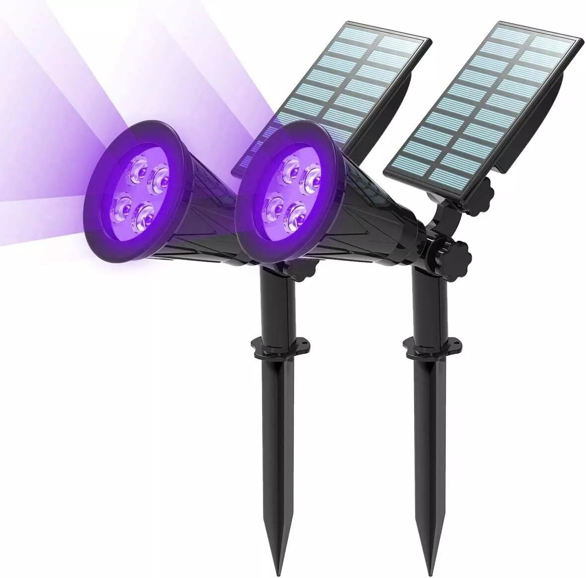 2Pack Solar Power Spot Lights LED Purple Garden Outdoor Path Landscape Wall Lamp
