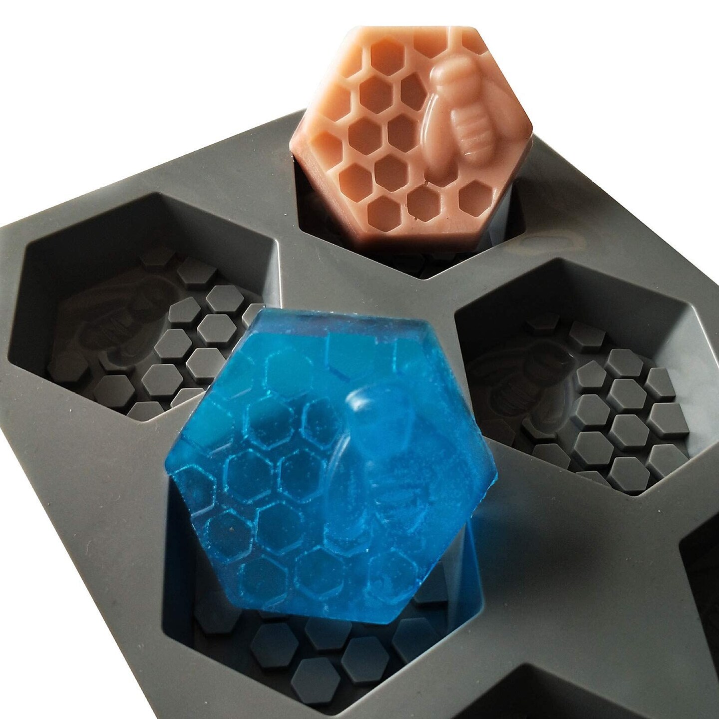 2 Pieces 3D Bee Silicone Soap Molds, Hexagonal Honeycomb Silicone Molds for Homemade Soaps Chocolate Jelly Cake Making