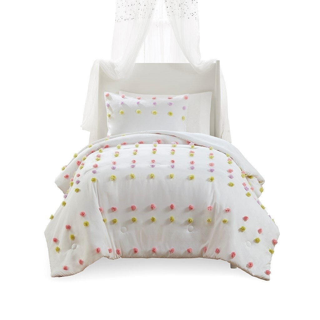 Gracie Mills Isabella Clip Jacquard Comforter Set Twin Purple Pink Green Grace-15737