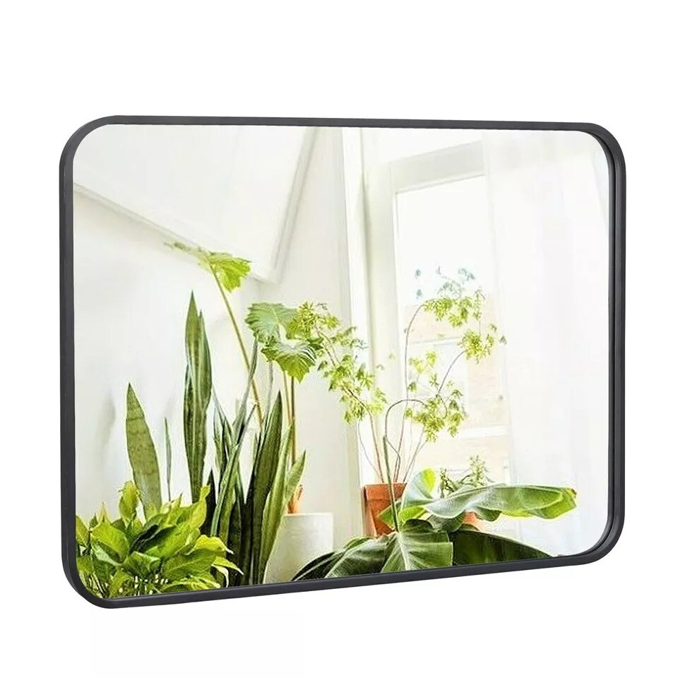 22" x 30" Wall-Mounted Wall Rectangular Wall Mirror Metal Frame Bathroom Indoor
