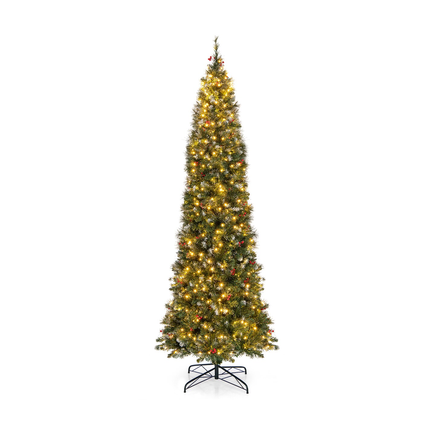 Pre-Lit Artificial Hinged Slim Pencil Christmas Tree