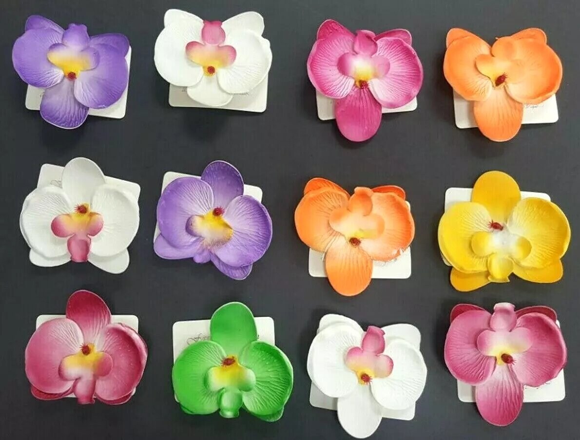 Kitcheniva 12 Pcs Hawaii Orchid Bridal Flower Hair Clip