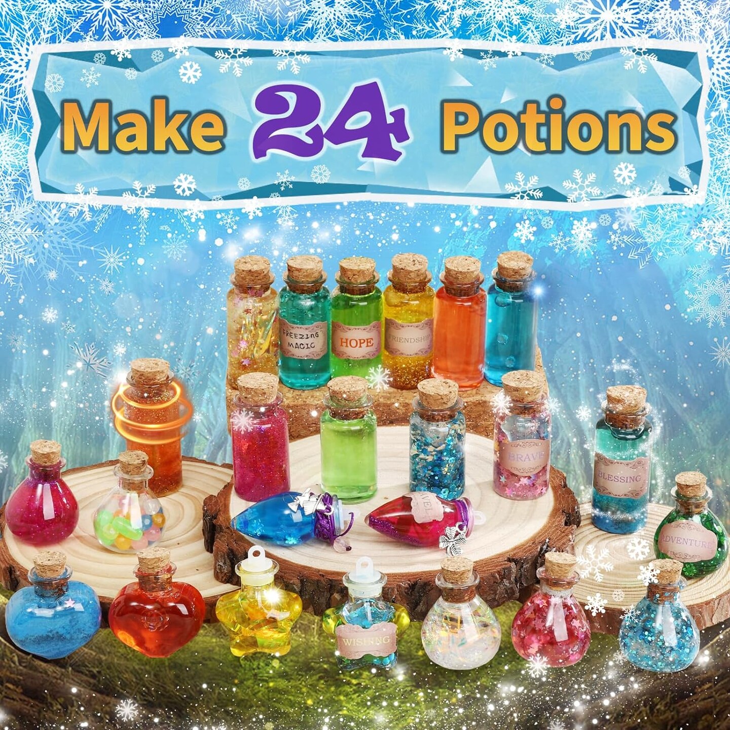 Freezing Magic Potion Kits for Kids: DIY Create 24 Bottles Gradient Potions, Creative Art Craft Kit for Girls. Fun Birthday Gift Toys for Girls: 6 7 8 9 10