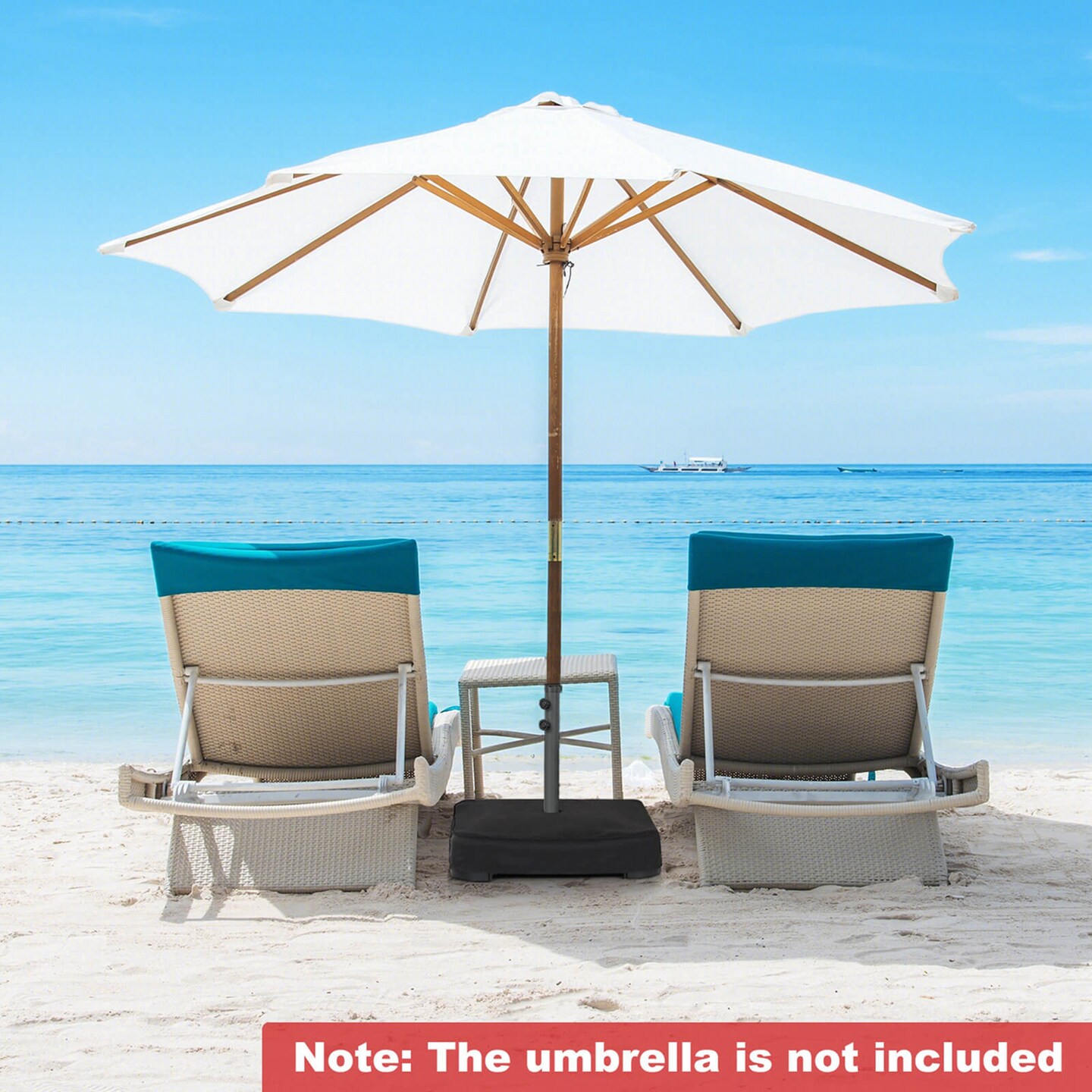 Costway Patio Market Offset Umbrella Stand Holder Base Sand Filled Sandbags 220lbs Black