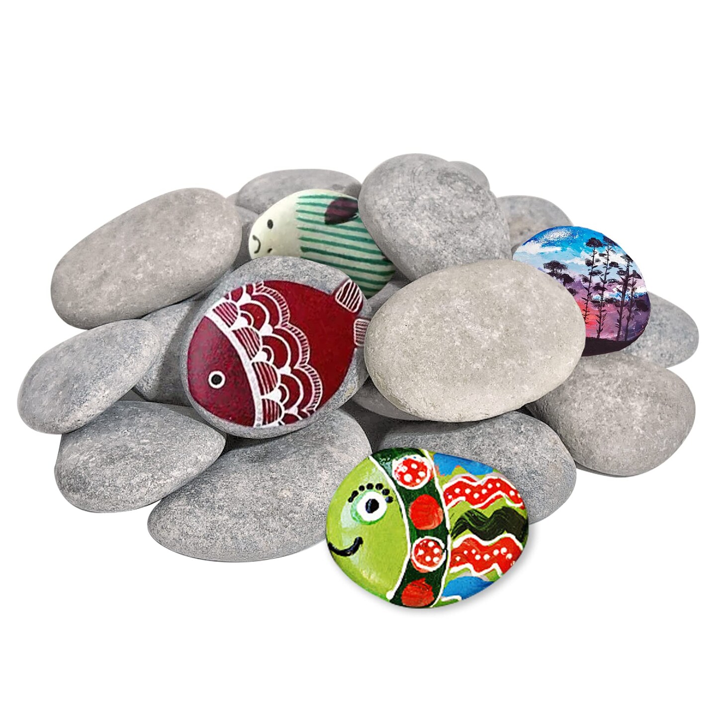20 Pieces Large Painting Rocks, Natural River Rocks, Flat Rocks for Painting, 2-3 Inches Stones for Arts &#x26; Crafting
