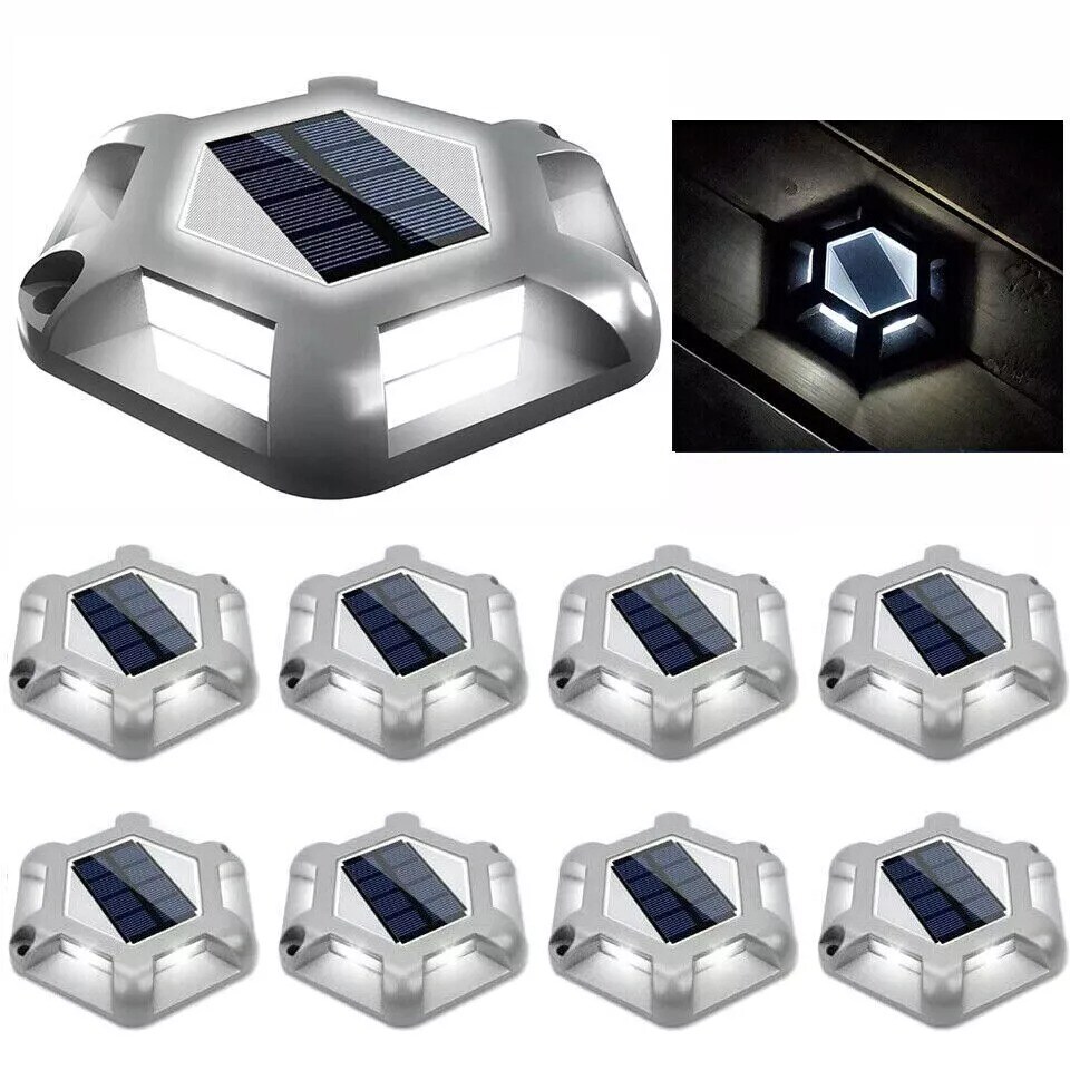 8X Garden Decor Waterproof Solar Deck Lights Outdoor Driveway Dock LED Step Lamp