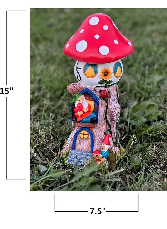 Mushroom Home Funny Garden Gnome Statue Resin Home Lawn Ornament Sculpture Decor