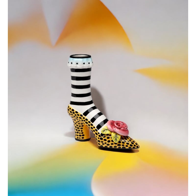 Ceramic Leopard Print Heel Vase 6InMom Shoe Lover