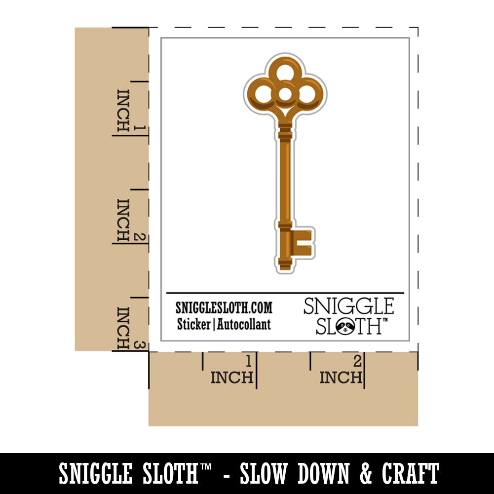 Vintage Skeleton Key Waterproof Vinyl Phone Tablet Laptop Water Bottle Sticker Set - 5 Pack