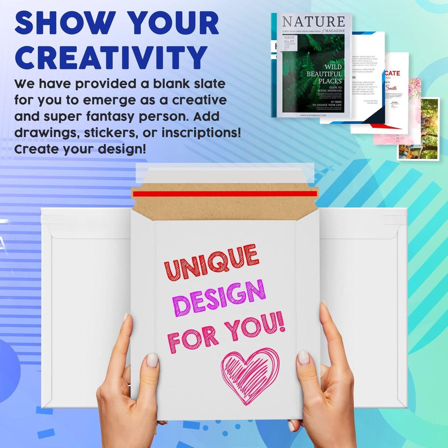 AMZ Rigid Mailers 13x18 Paperboard Mailers 13 x 18. Pack of 25 White Photo Mailers. Stay Flat mailers. No Bend Self Sealing. Documents Chipboard Envelopes. Mailing Shipping Packaging Packing