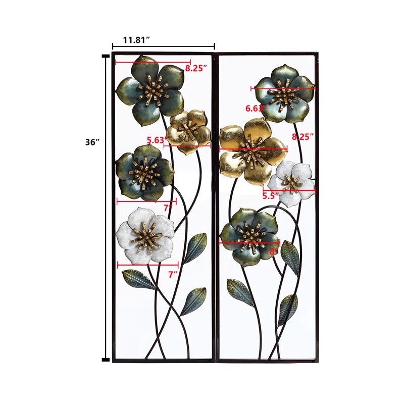 Handmade Traditional Plants &#x26; Flowers Wall Decor on Metal