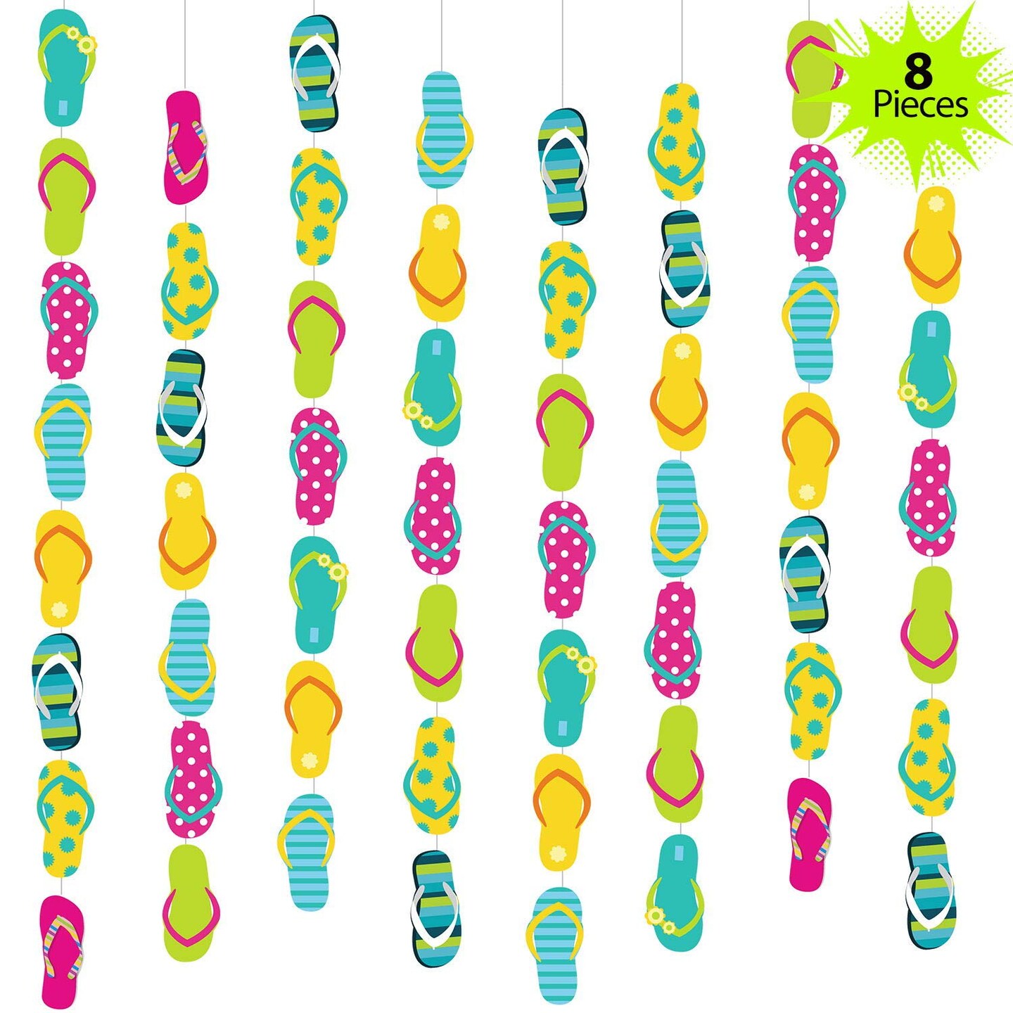 52 ft Summer Party Garland Flip Flop Hanging Banner Beach Party Garland for Summer Party Beach Party Slipper Theme Party Baby Shower Birthday Party