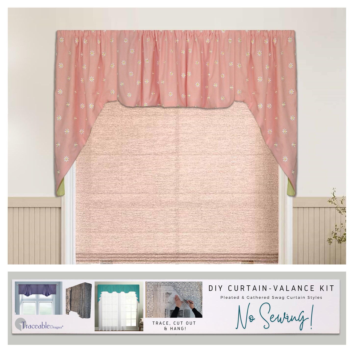 Valance Kit, Multi-Style, No-Sew Pleated &#x26; Gathered Styles Included