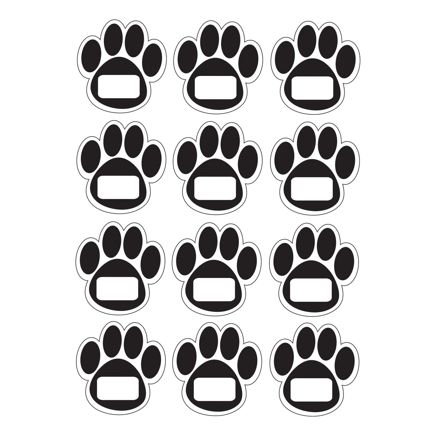 Die-Cut Magnetic Black Paw Prints, 12 Per Pack, 6 Packs