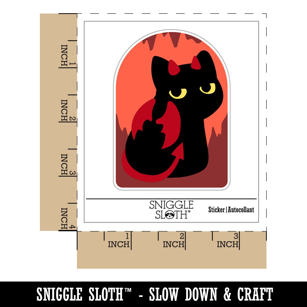Devil Cat Wings Horns Tail Waterproof Vinyl Phone Tablet Laptop Water Bottle Sticker Set - 5 Pack