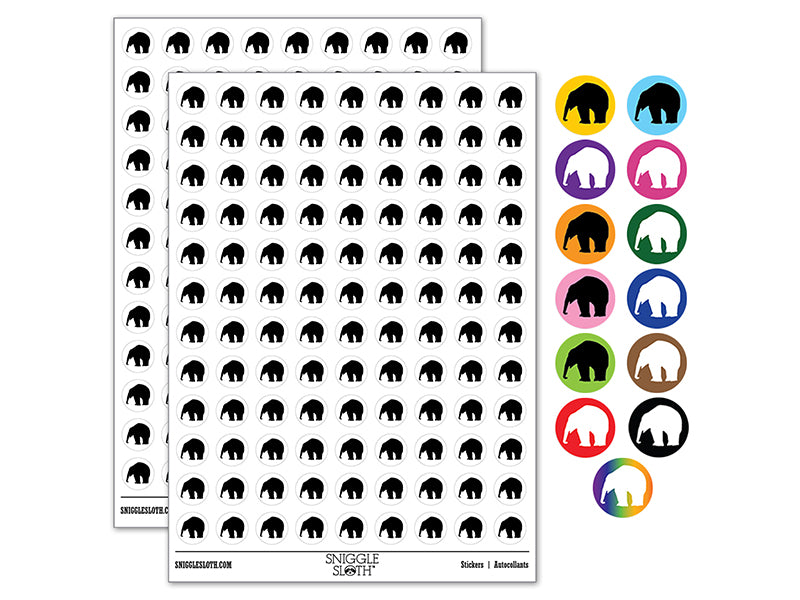 Elephant Side View Solid 200+ 0.50&#x22; Round Stickers