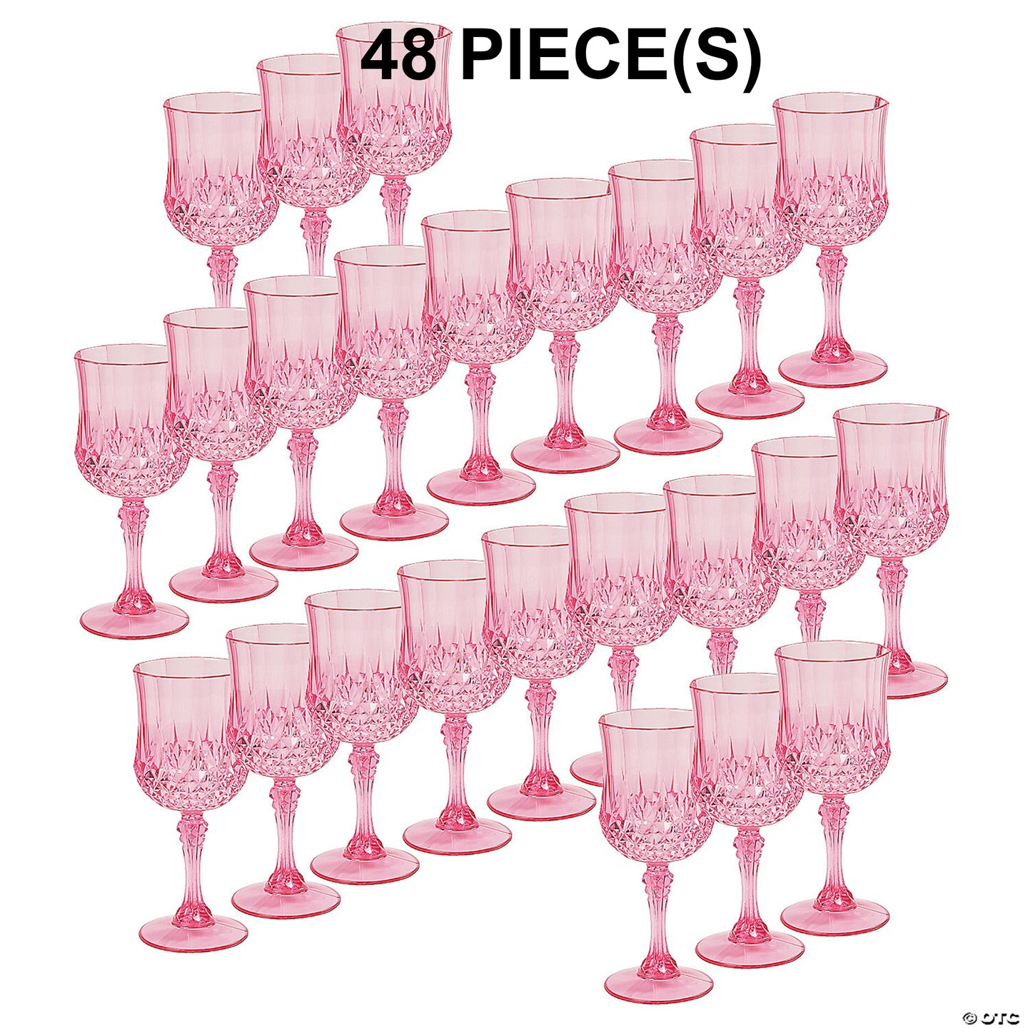 Bulk 48 Pc. Gold Patterned Disposable Plastic Wine Glasses