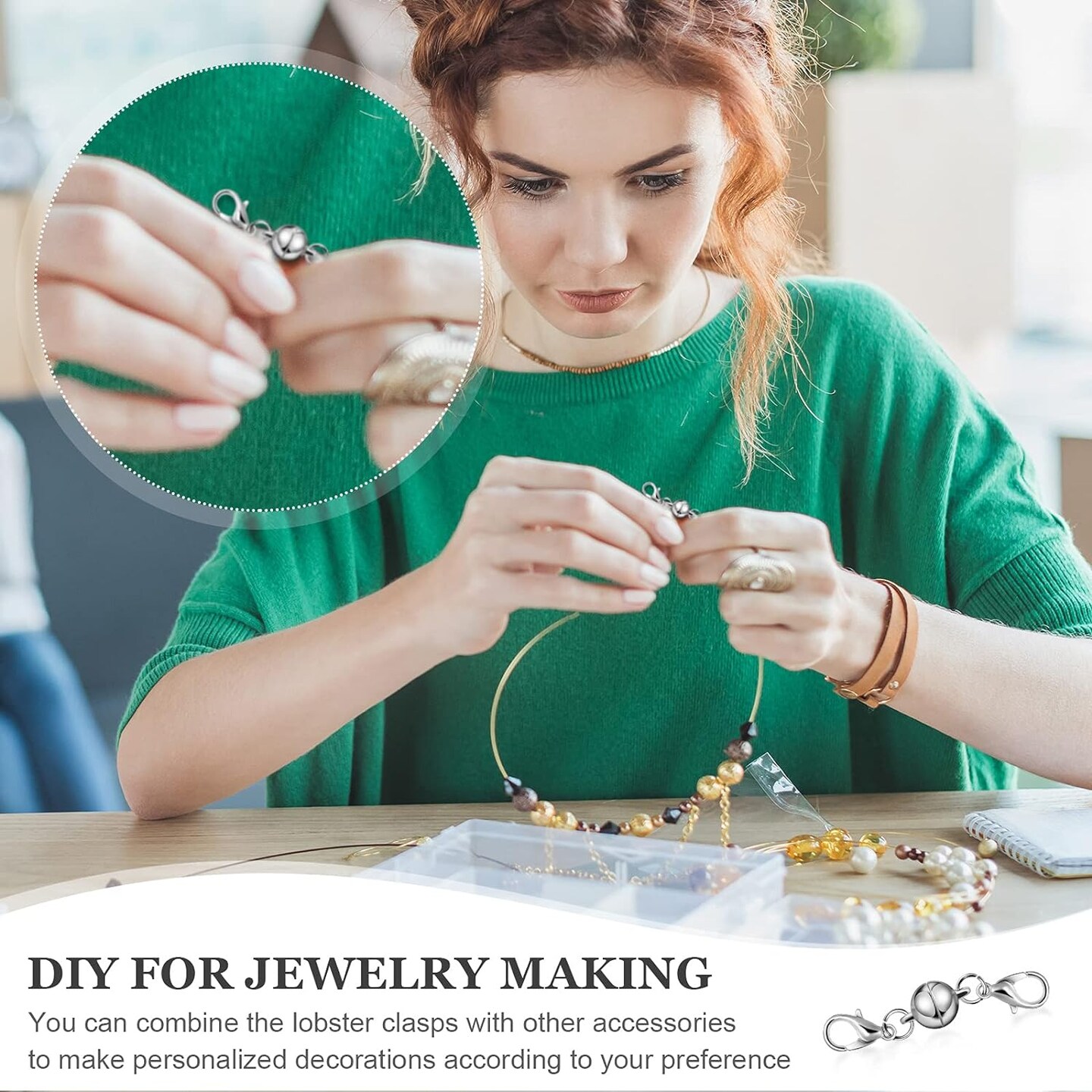 10 Pieces Locking Magnetic Jewelry Clasps Round Magnetic Lobster Clasps Locking Closures Bracelet Necklace Clasps Extender for Jewelry Bracelet Necklace Making, 0.3 Inch (Silver)