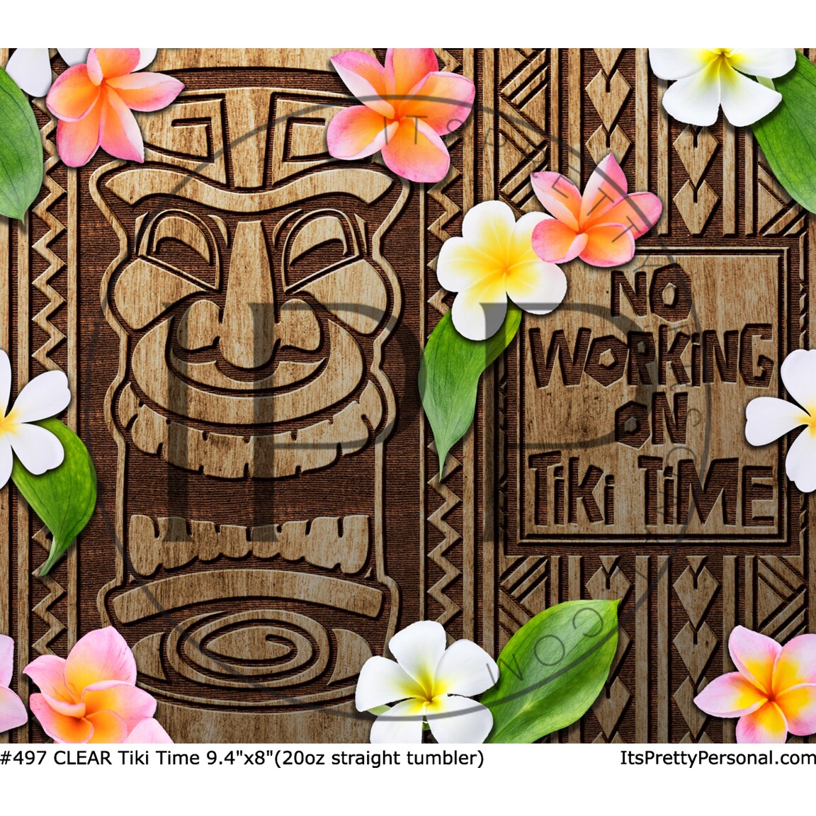 #497 CLEAR- 20oz -Tiki Time 9.4&#x22; x 8&#x22; Pattern Vinyl Wrap