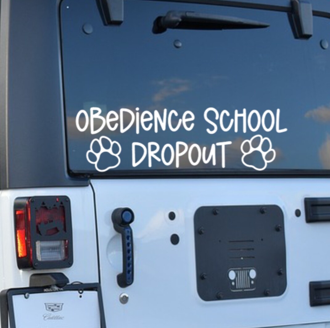 Obedience School Dropout Decal, Bumper Sticker, Window Sticker, Funny