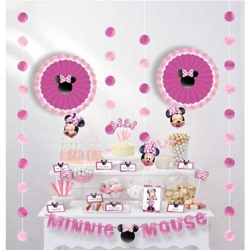 Minnie Mouse Buffet Table Decorating Kit - Pink Party Supplies With Banner, Fans, And Picks - View #2