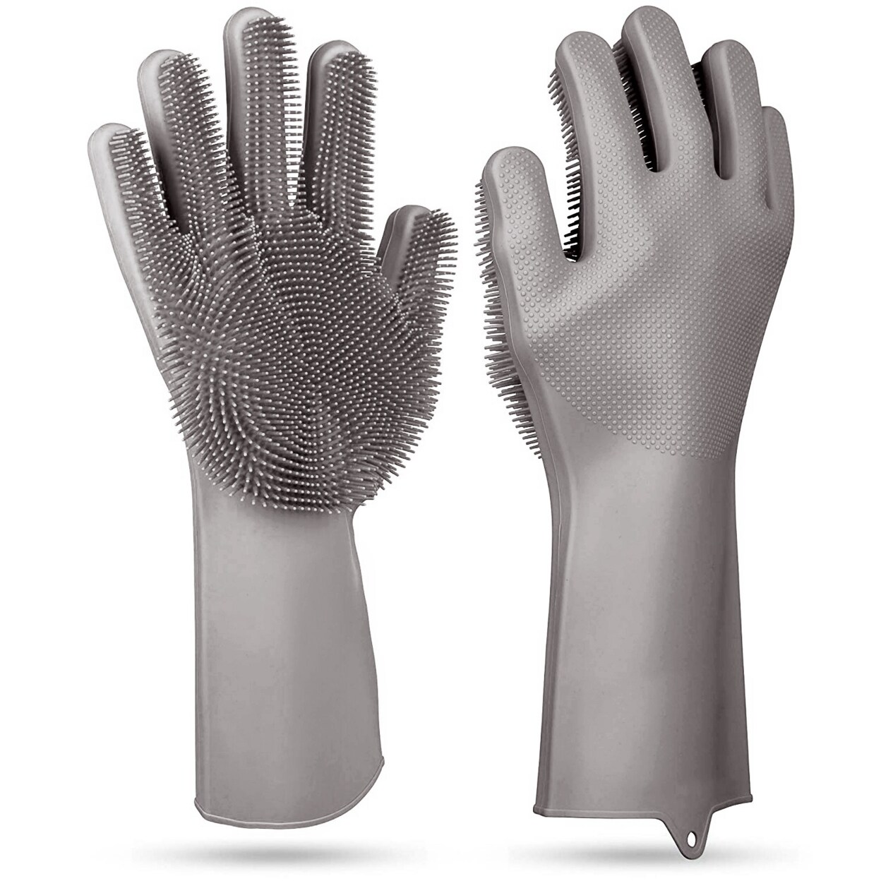Magic Silicone Cleaning Gloves Pet Scrubber Heat Resistant 1 Pair Pink Blue Gray