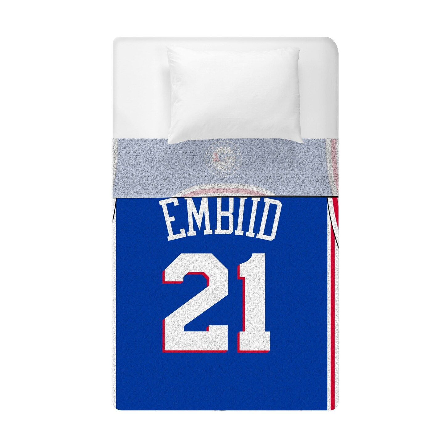 Sleep Squad Philadelphia 76ers Joel Embiid 60” x 80” Raschel Plush Jersey Basketball Blanket
