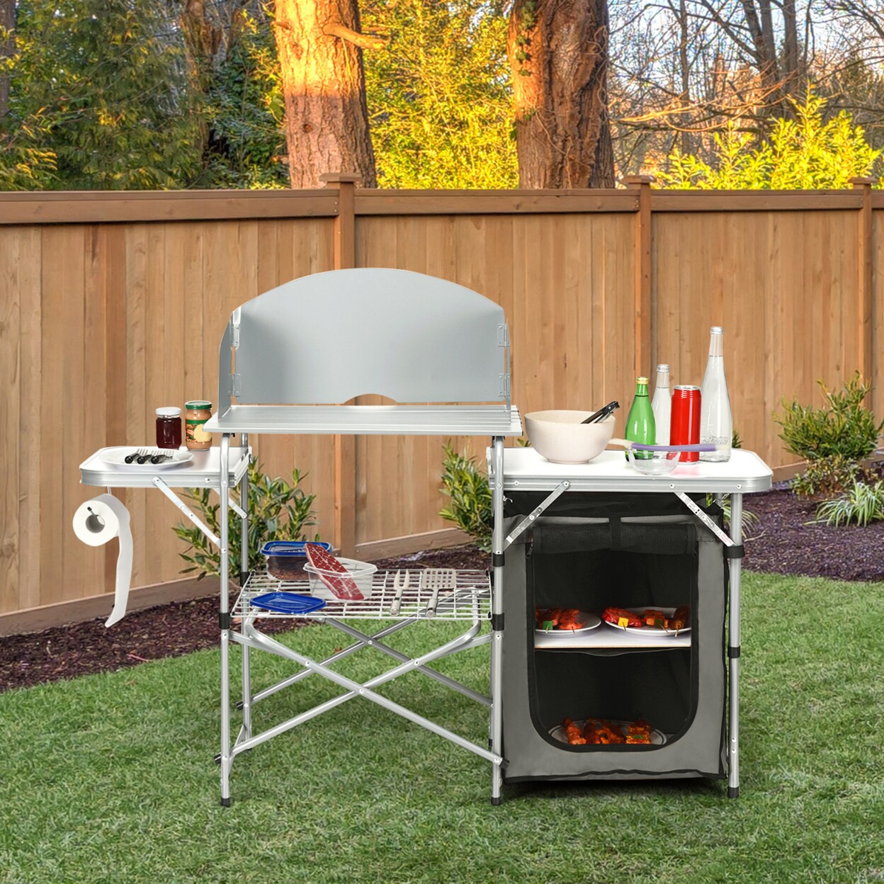 Folding Outdoor Camping Table Portable Bbq Grill Table W/ Storage Bag