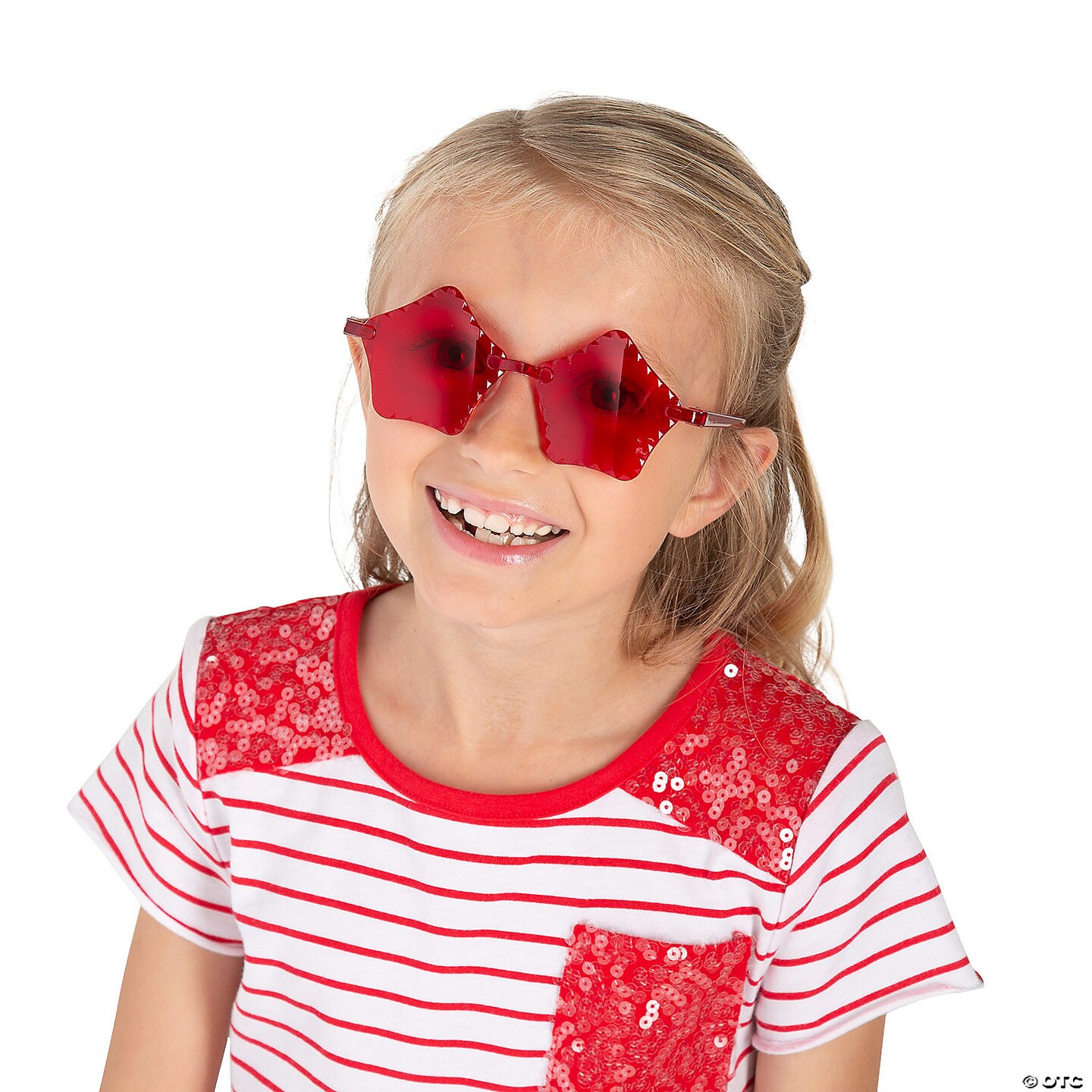 Kids Red Rimless Star Sunglasses &#x2013; 12 Pc.