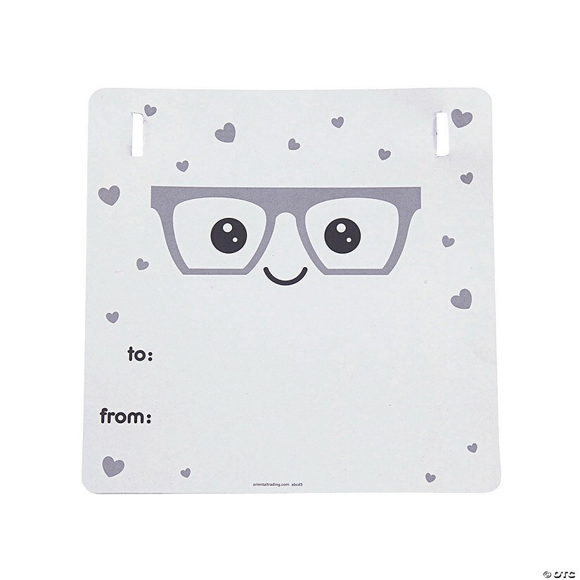 Nerdy Clear Lens Glasses Valentine Exchanges with Card for 12