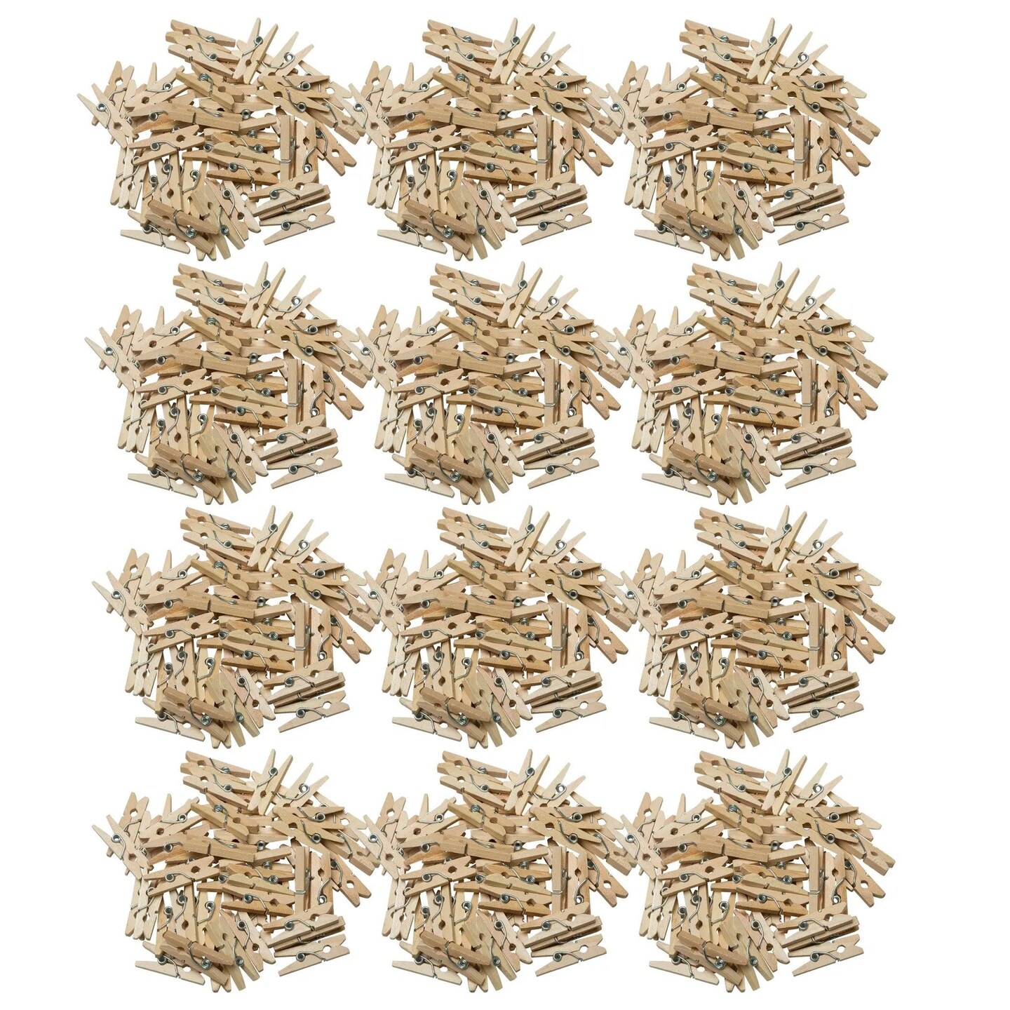 Mini Spring Clothespins, Natural, 1&#x22;, 50 Per Pack, 12 Packs