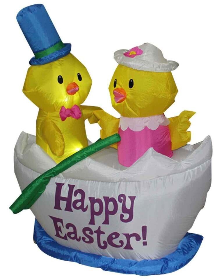 Easter Decorations Outdoor Inflatable Airblown Easter Bunny Easter Eggs Basket