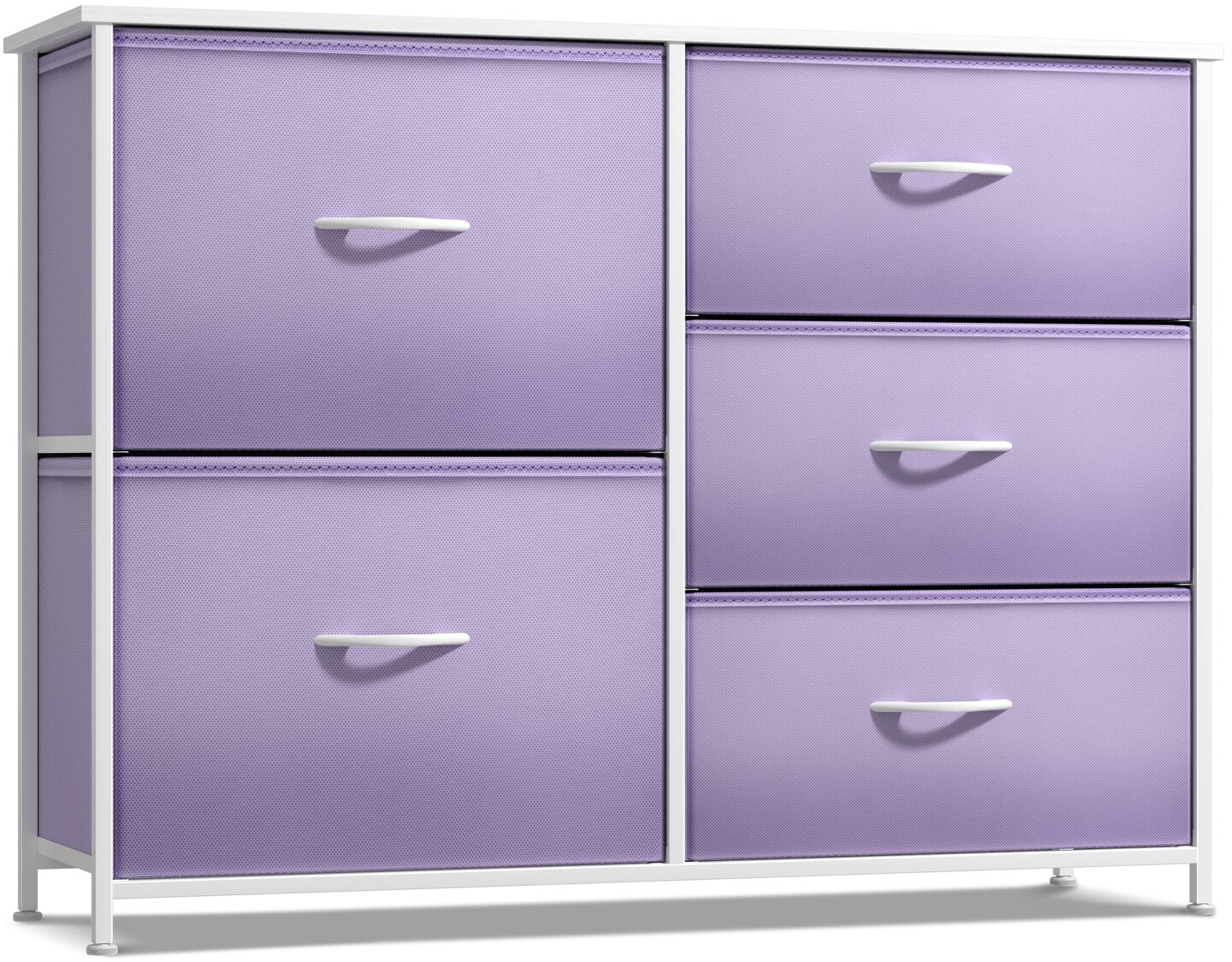 Sorbus Dresser with 5 Drawers - Storage Chest Organizer with Steel Frame, Wood Top, Handles, Fabric Bins