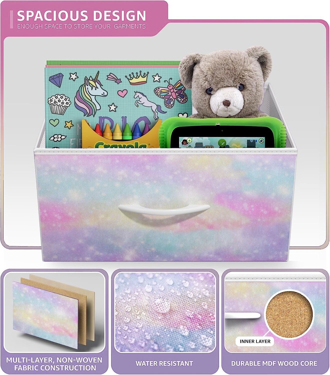 Sorbus 6 Drawers Dresser- Storage Unit with Steel Frame, Wood Top, Fabric Bins - for Bedroom, Closet, Office and more