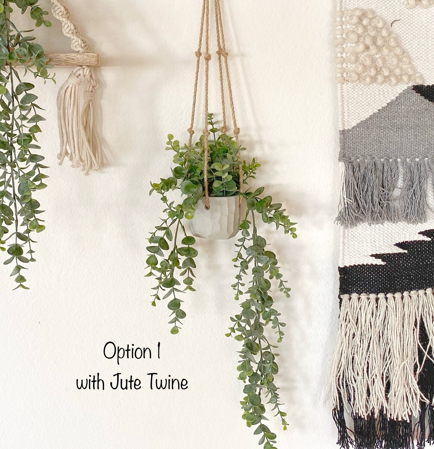Hanging Faux Eucalyptus Plant in Handmade Concrete Pot - with Jute Twine or  as Floating Shelve Decor - Farmhouse, Boho Decor | MakerPlace by Michaels