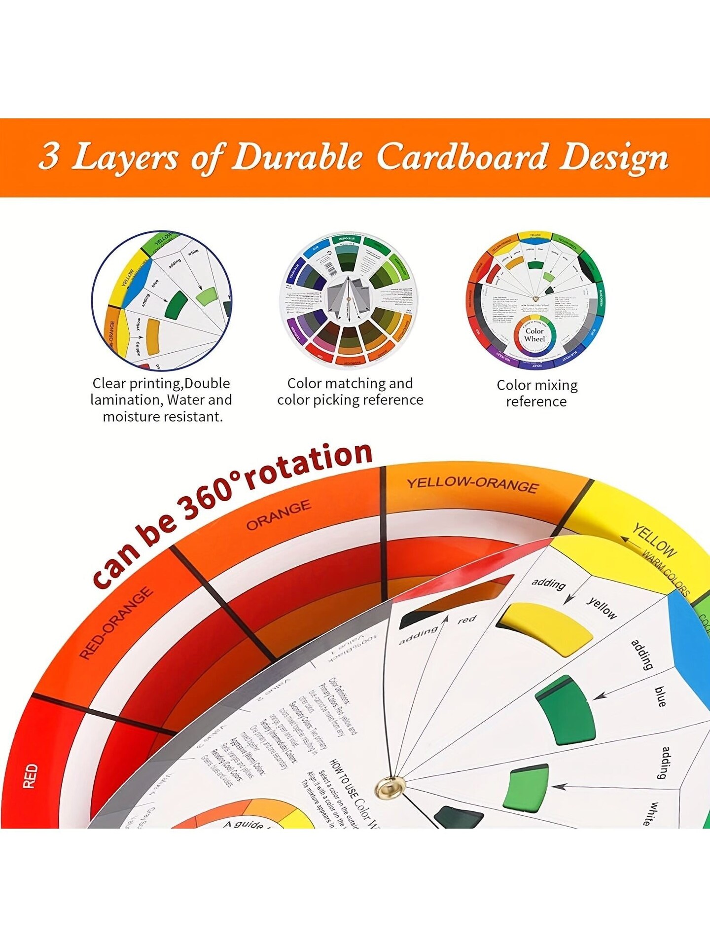 1Pc Multi-Color round Color Wheel Puzzle &#x26; Multifunctional Color Mixing Card