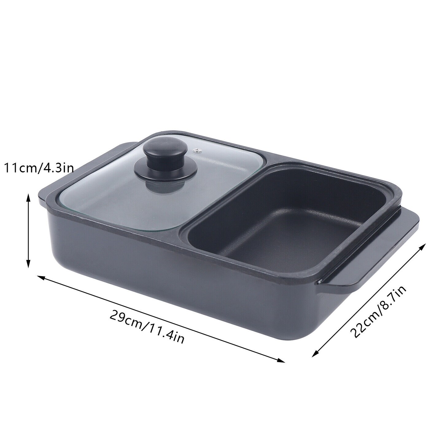 Kitcheniva Mini 2-IN-1 Electric Smokeless Shabu Hot Pot Cooking Pan 1200W