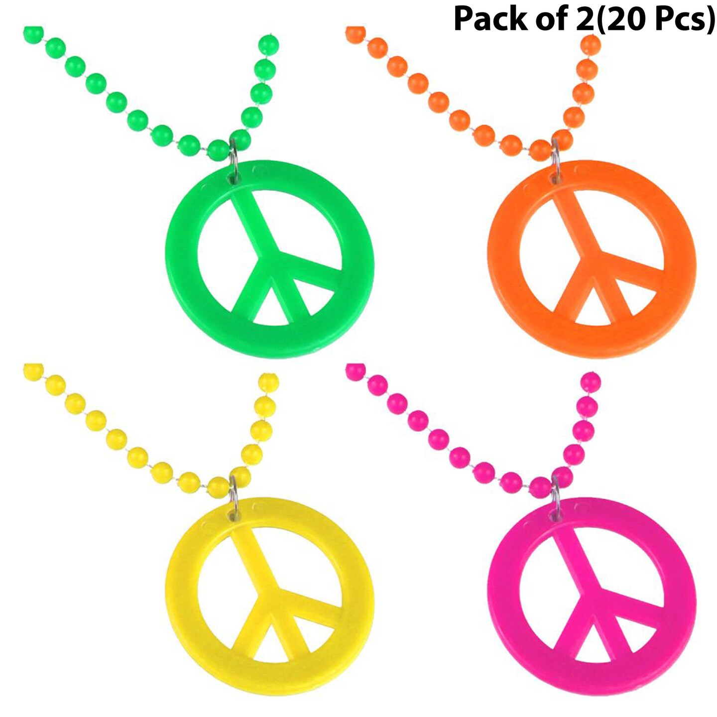 Retro Peace Sign Beads 32 inches long with 2 inch fashion accessories | RAHEEV®
