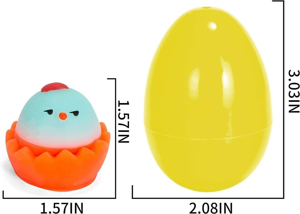12 Pcs Prefilled Easter Eggs with Toys, Chick Stress Relief Eggs Squishy Toy