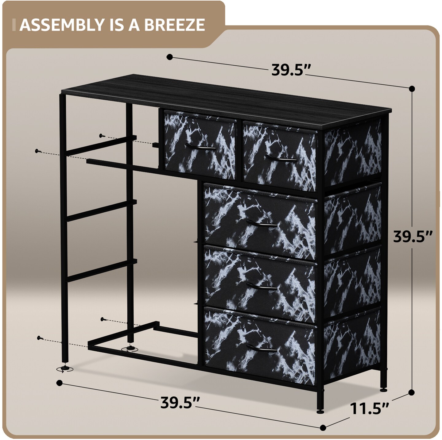 Sorbus Dresser with 9 Drawers - Furniture Storage Chest Tower Unit for Bedroom, Closet, etc - Steel Frame, Wood Top, Fabric Bins