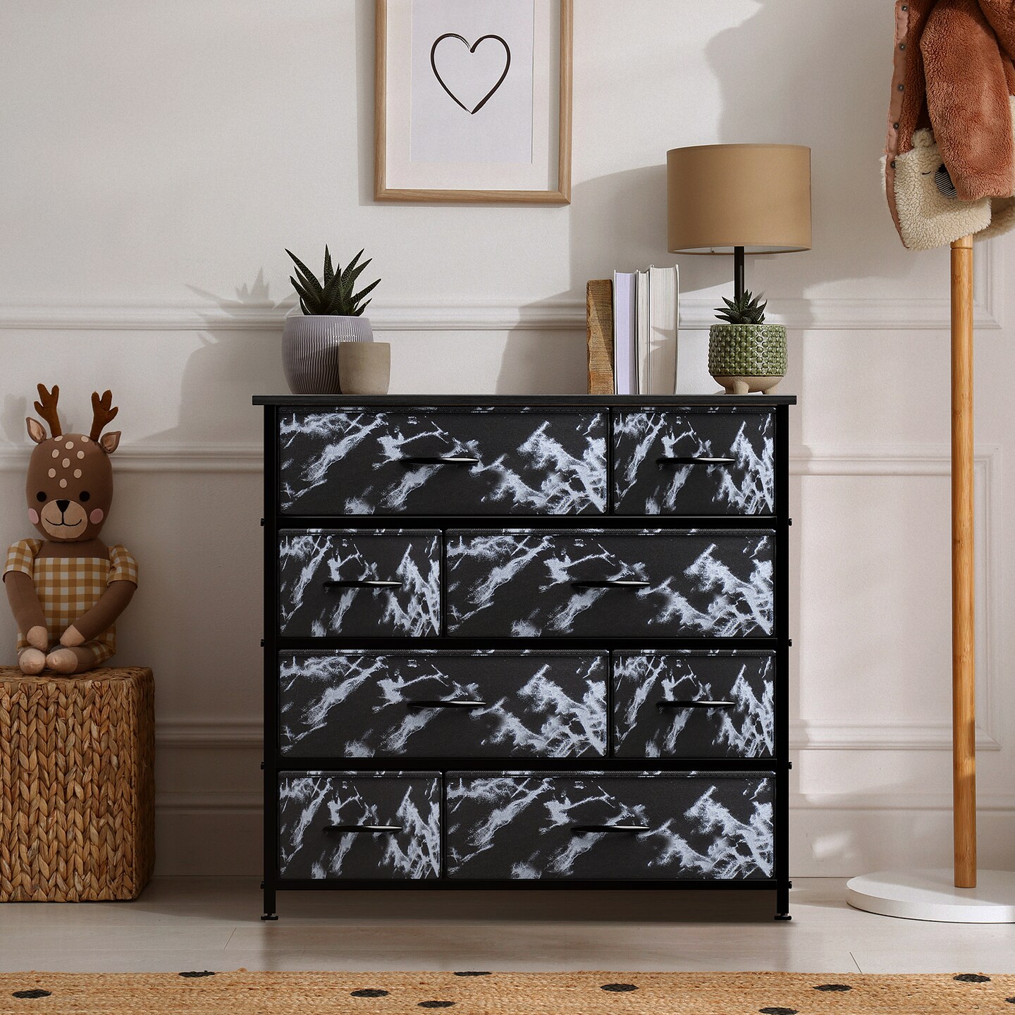 Sorbus Dresser with 8 Drawers - Storage Chest Organizer with Steel Frame, Wood Top, Handles, Fabric Bins