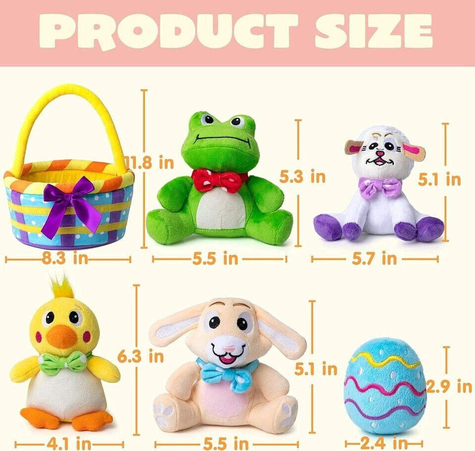 Egg Basket Stuffed Plush Playset for Baby Kids Easter Basket Stuffers