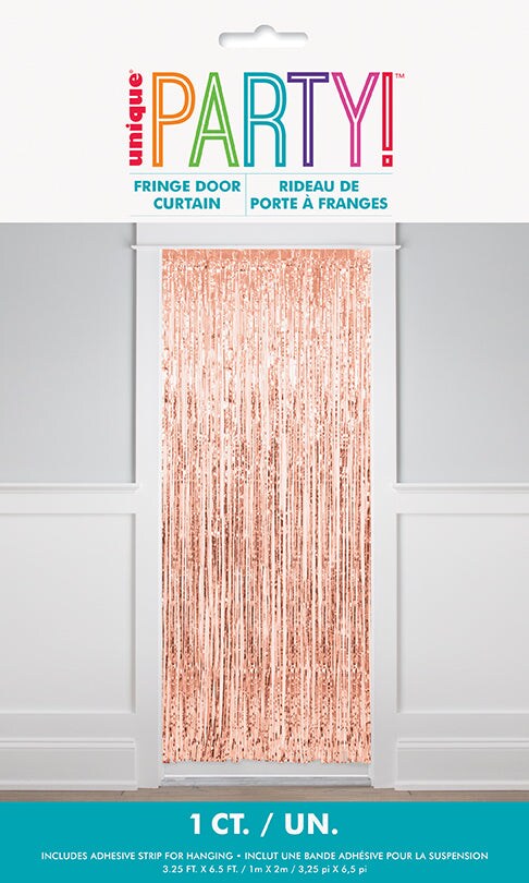 Rose Gold Foil Fringe Door Curtain, 3.25ft x 6.5ft, 1ct