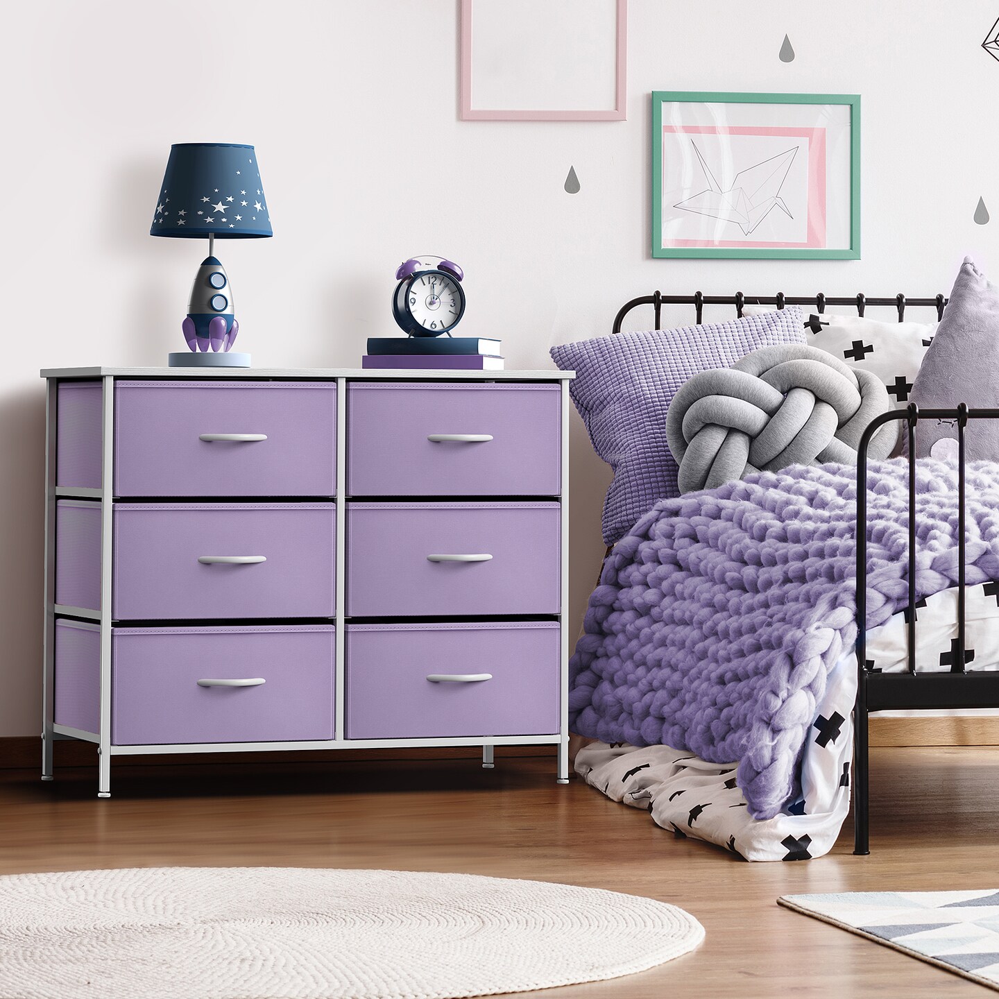 Sorbus 6 Drawers Dresser- Storage Unit with Steel Frame, Wood Top, Fabric Bins - for Bedroom, Closet, Office and more