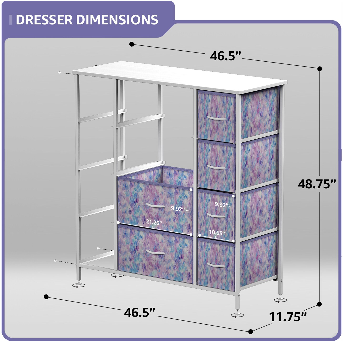 Sorbus Dresser with 12 Drawers - Chest Organizer Unit with Steel Frame Wood Top and handle - Large Dresser for Bedroom, Nursery &#x26; etc